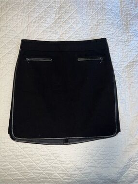 White House Black Market Black Mini Skirt with Zip Accents